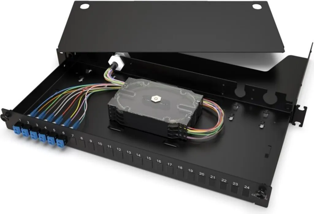 Répartiteur fibre optique Corning LAN1-12AE-PGTL-B pour baie de brassage