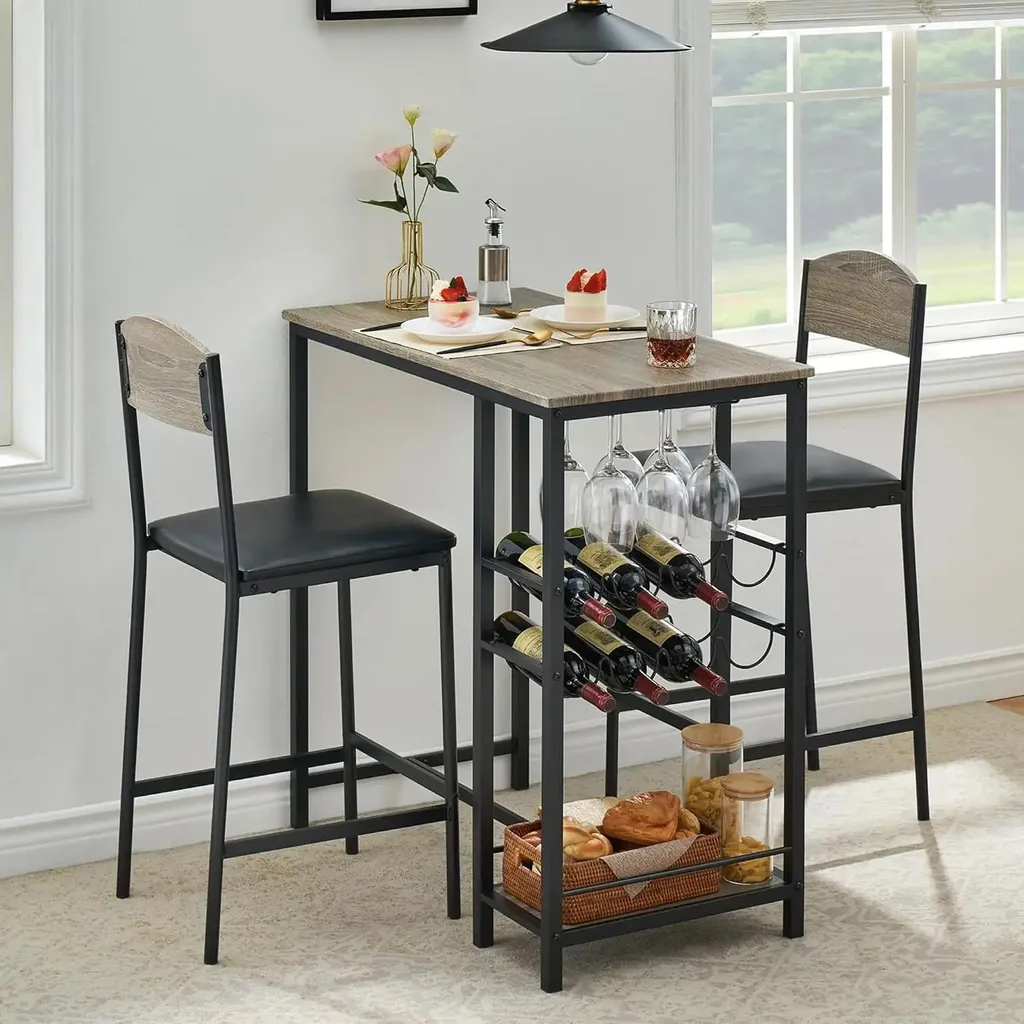 Table Haute avec Rangement et Tabourets : Solution Confort pour Studio