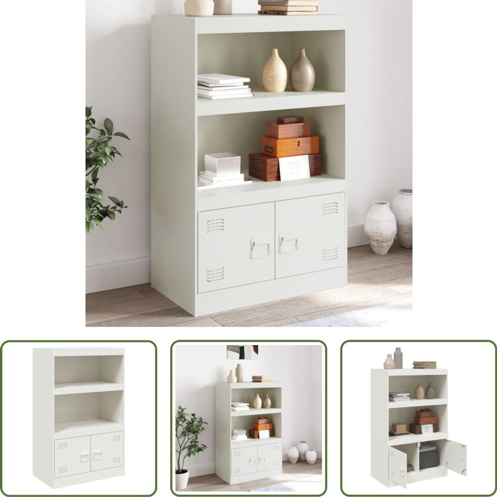 The Living Store Sideboard Weiß 67x39x107 cm Stahl