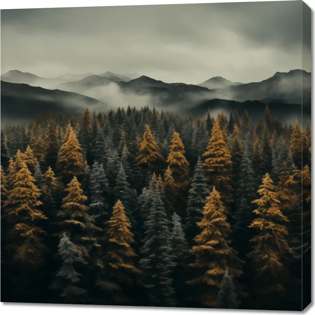 Image 90 x 90 cm Matin Brumeux - Tableau Carré Décoration Murale Zen