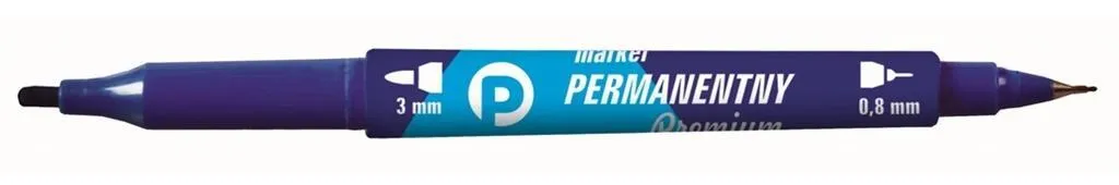 Marqueur permanent bleu double pointe KM501-N2 - Lot de 12 pièces