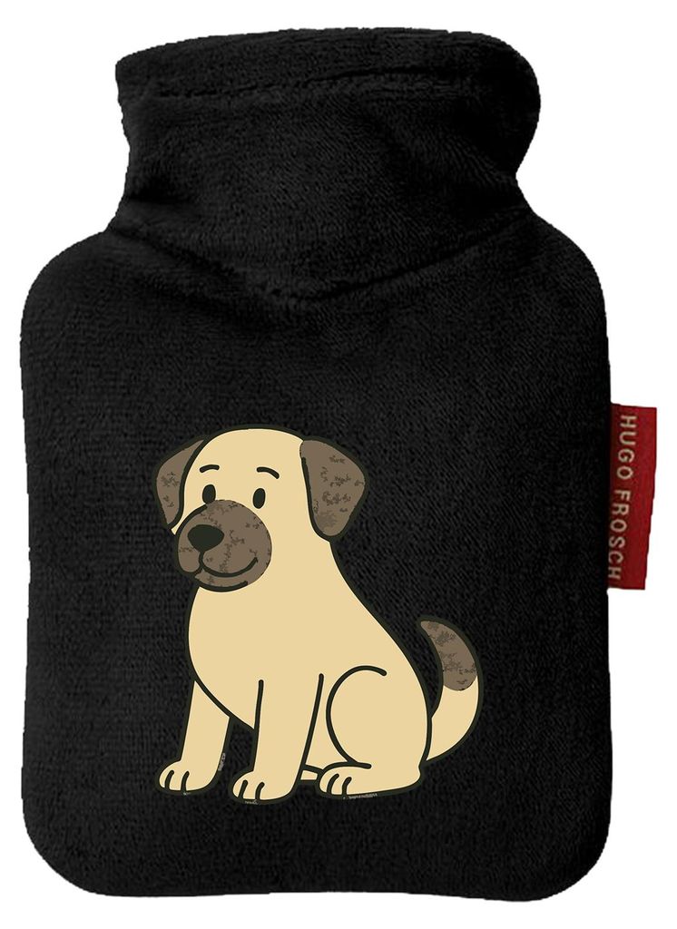 Huuraa Mini-Wärmflasche Kangal Comic Kangi 0,2 Liter Black Mini Veloursbezug Taschenwärmer Geschenkidee