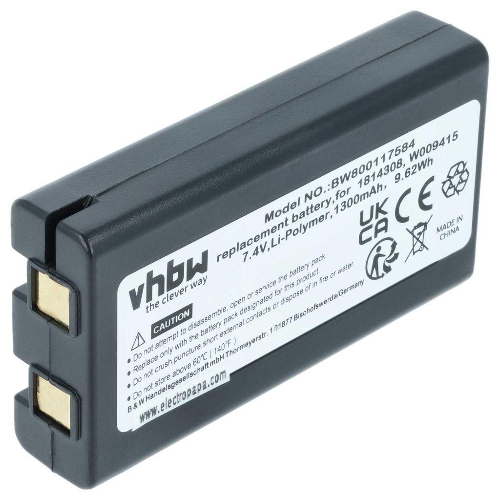 vhbw Akku kompatibel mit Dymo LabelManager Wireless PnP, LM-500TS, 500TS Drucker Kopierer Scanner Etiketten-Drucker (1300 mAh, 7,4 V, Li-Polymer)