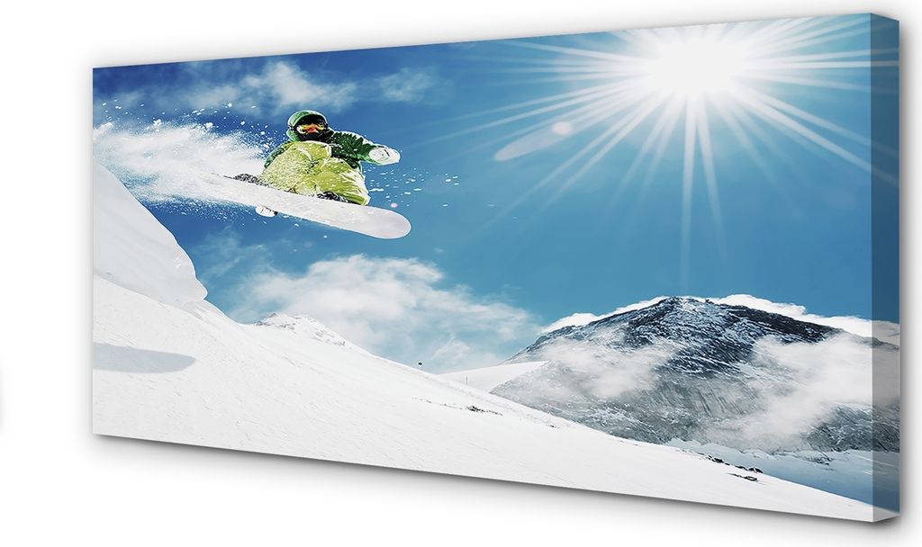 Leinwandbild 140x70 Wandkunst Man Berg Schneebrett
