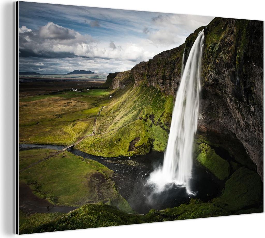 MuchoWow Wanddekoration Metall Metallbild Wandkunst 60x40 cm Wasserfall - Berg - Dschungel MuchoWow Aluminium Gemälde - Gemälder