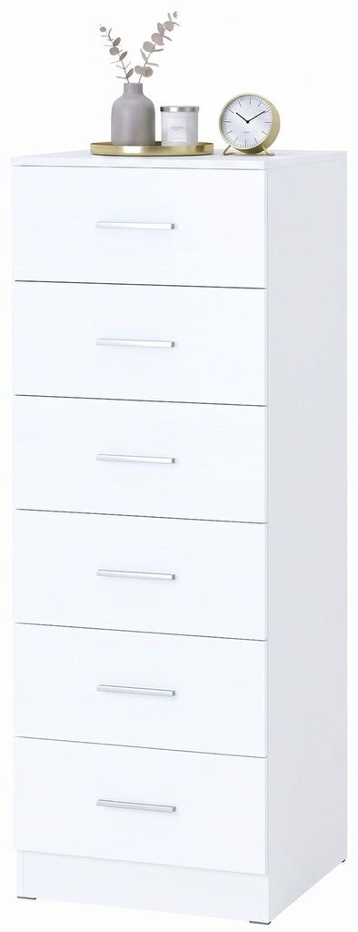 HOMCOM Kommode mit 6 Schubladen, 40 x 40 x 110 cm, Weiß in Produktbild 