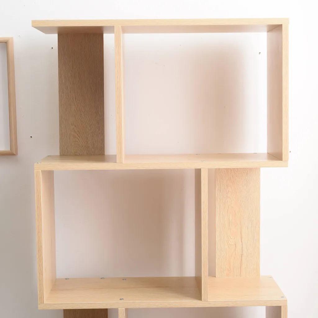 Meuble bibliothèque 5 cases en MDF chêne clair résistant et moderne - 6