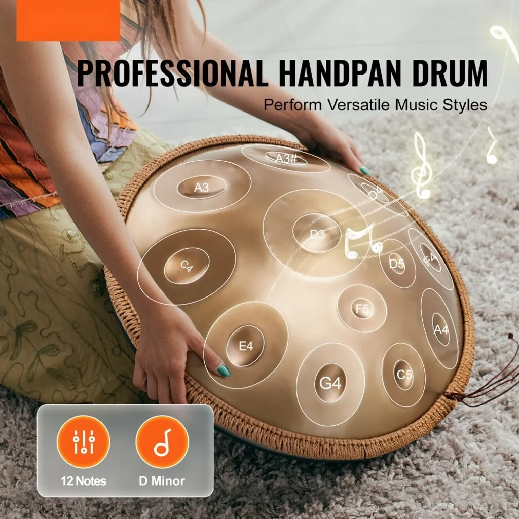 Handpan ré mineur de haute qualité avec 12 notes et finition acier - 2