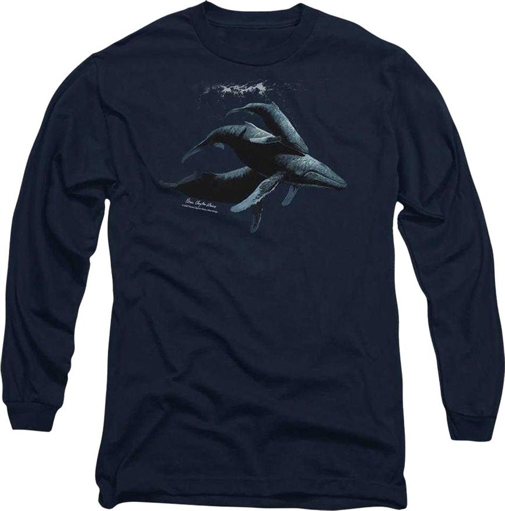 Wildlife - "Power&Grace" T-Shirt für Herren/Damen Uni, Langärmlig TV29051 (L) (Marine)