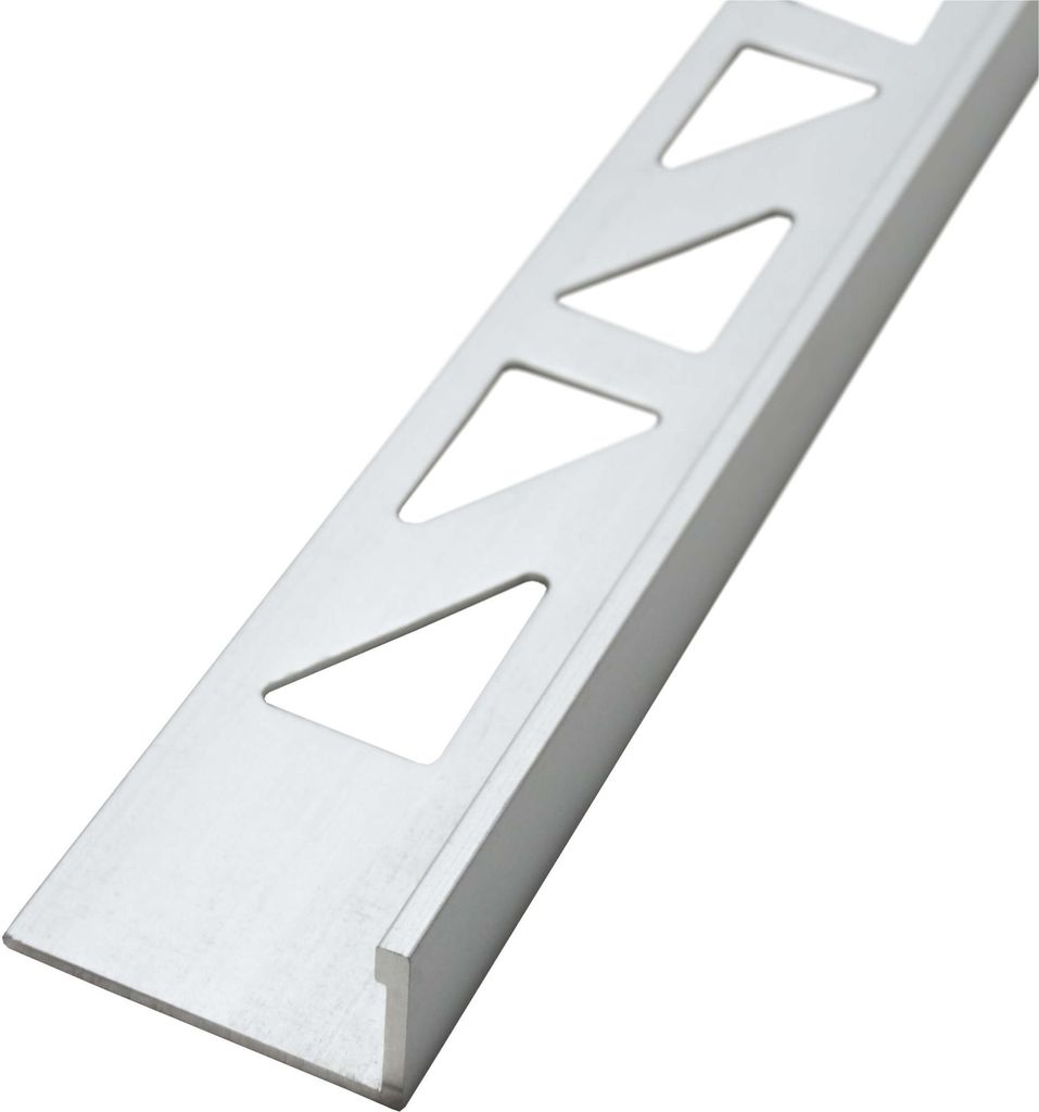 Dalsys Fliesenschiene Winkelprofil 2,5m x 10mm Aluminium (eloxiert) Chrom glänzend, Fliesenprofil