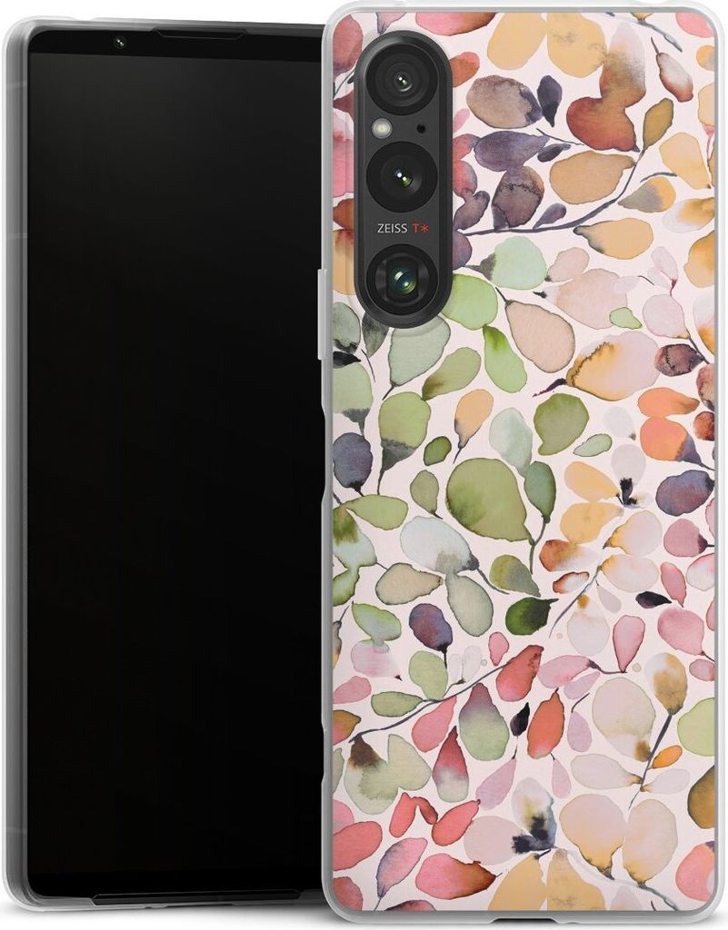 DeinDesign Slim Hülle für Sony Xperia 1 V Silikon Case Ultra Dünn Handyhülle Muster Pattern Eukalyptus