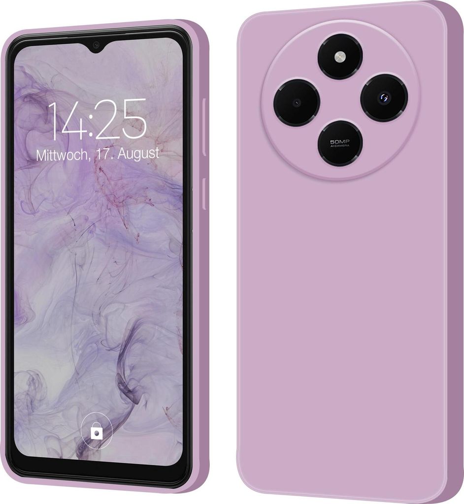 Hülle für Xiaomi Redmi 14C Case Cover Bumper Silikon Softgrip Schutzhülle Farbe: Lila