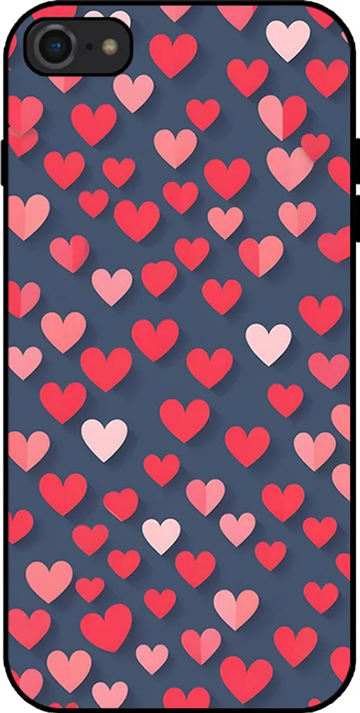 Smartphonica Custodia per iPhone 7/8 con stampa di cuori rosa e rossi - Custodia backcover in TPU con design a cuori rosa e rossi