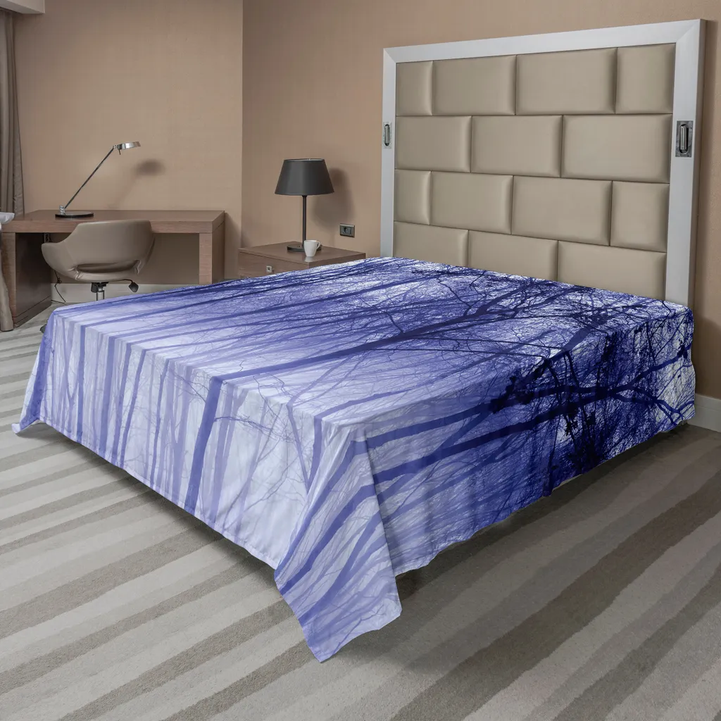Drap de dessus décoratif paysage forestier moderne 244x205cm violet