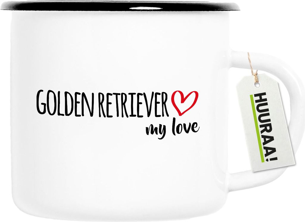Huuraa Emaille Tasse Golden Retriever my love 300ml Vintage Produktbild 