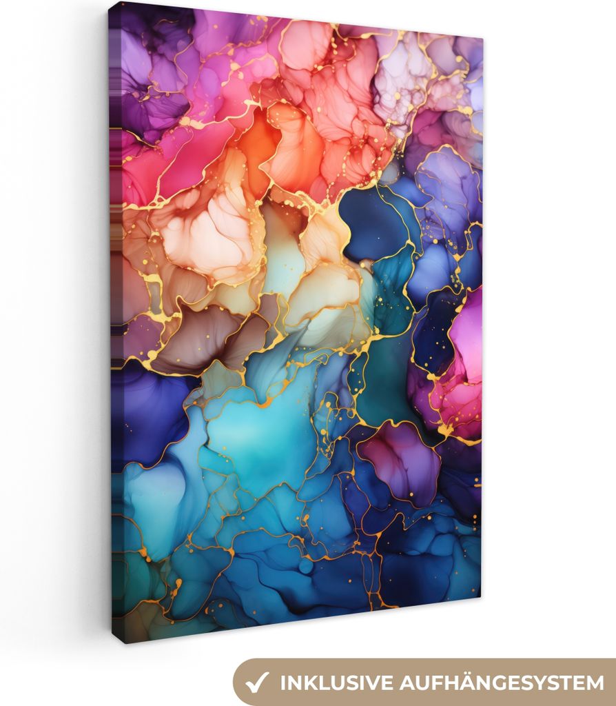 Leinwandbilder 60x90 cm - Marmor - Farbenfroh - Farbenfroh - Abstrakt, Leinwand Bilder, Wanddeko, Bild