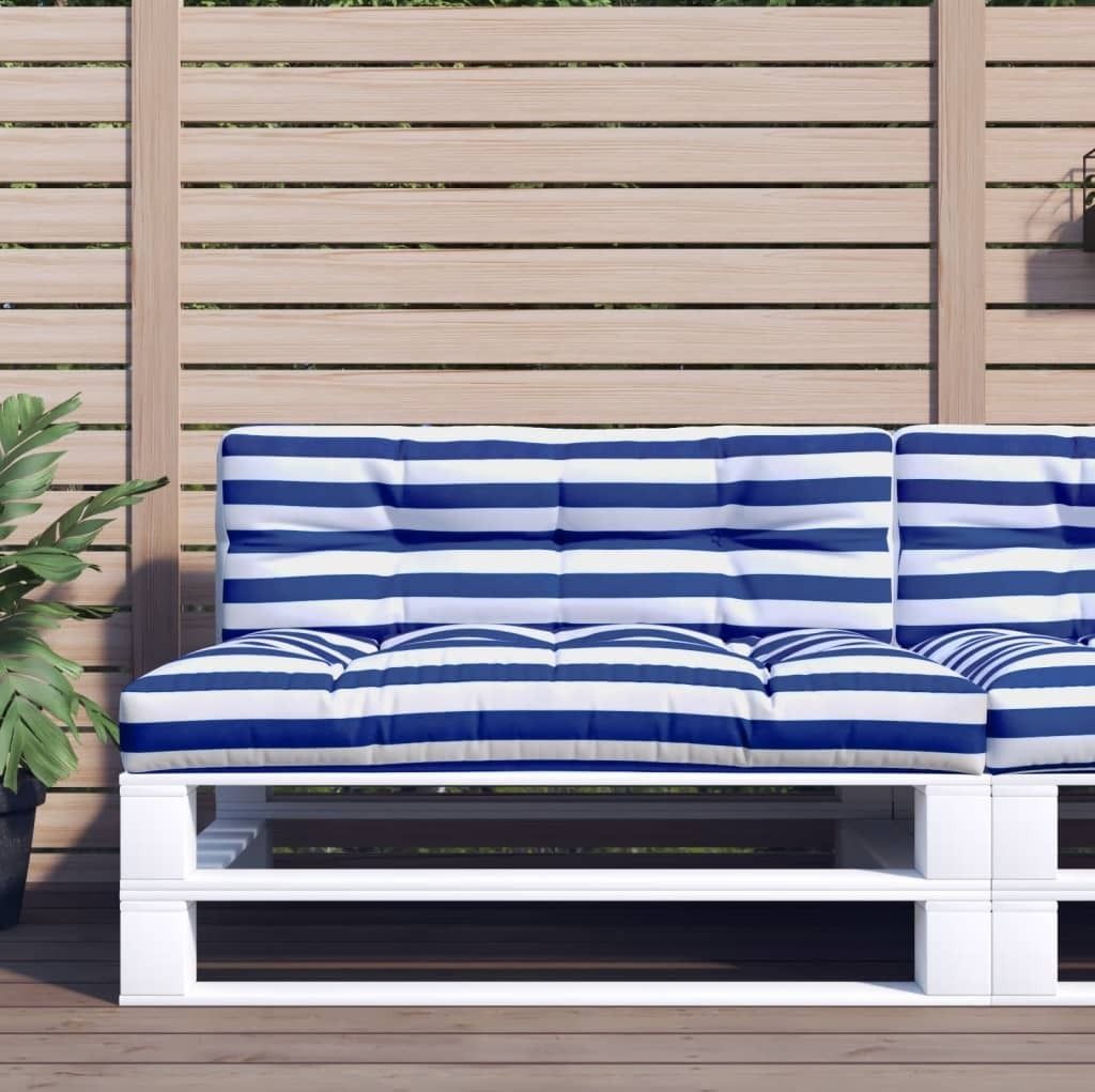 Möbel Palettenkissen Blau Weiß Gestreift 120x40x12 cm Stoff Produktbild 