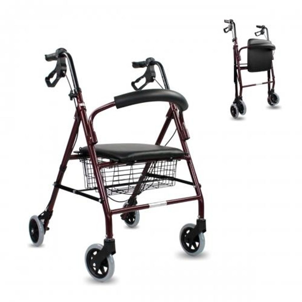 Déambulateur Pliable Freins à Main 4 roues Assise et Image du produit 