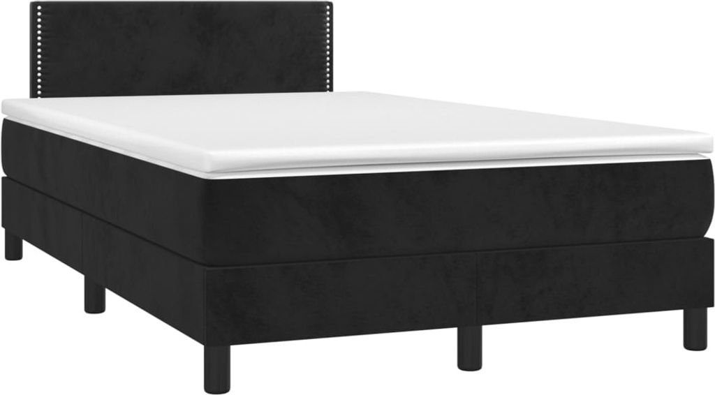 vidaXL Boxspringbett mit Matratze Schwarz 120x190 cm Samt