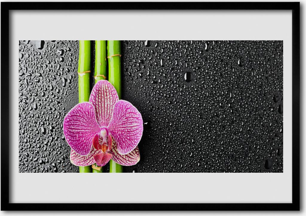 Bild 100x70 MDF-Rahmen Wandkunst Bambus Blume Pflanze Natur
