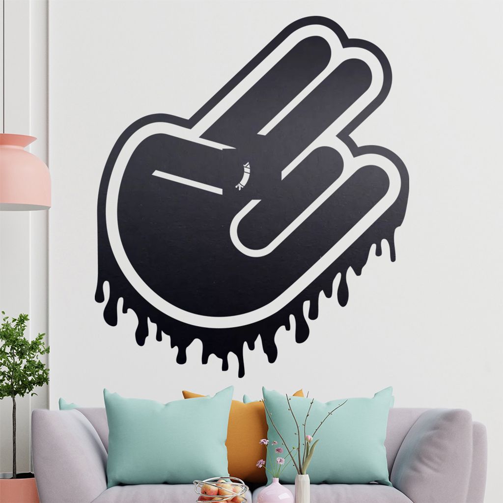KIWISTAR Shocker Hand - Gruß Freunde Wandtattoo in 6 Größen - Wandaufkleber Wall Sticker - Dekoration, Küche, Wohnzimmer, Schlafzimmer, Badezimmer