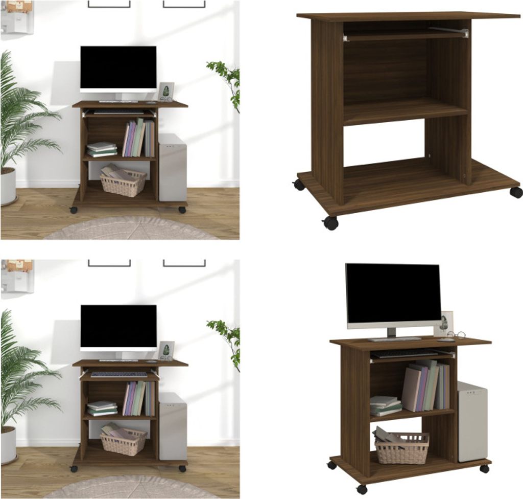 vidaXL Schreibtisch Braun Eichen Optik 80x50x75 cm Holzwerkstoff - Computertisch - Computertische - Bürotisch - Workstation