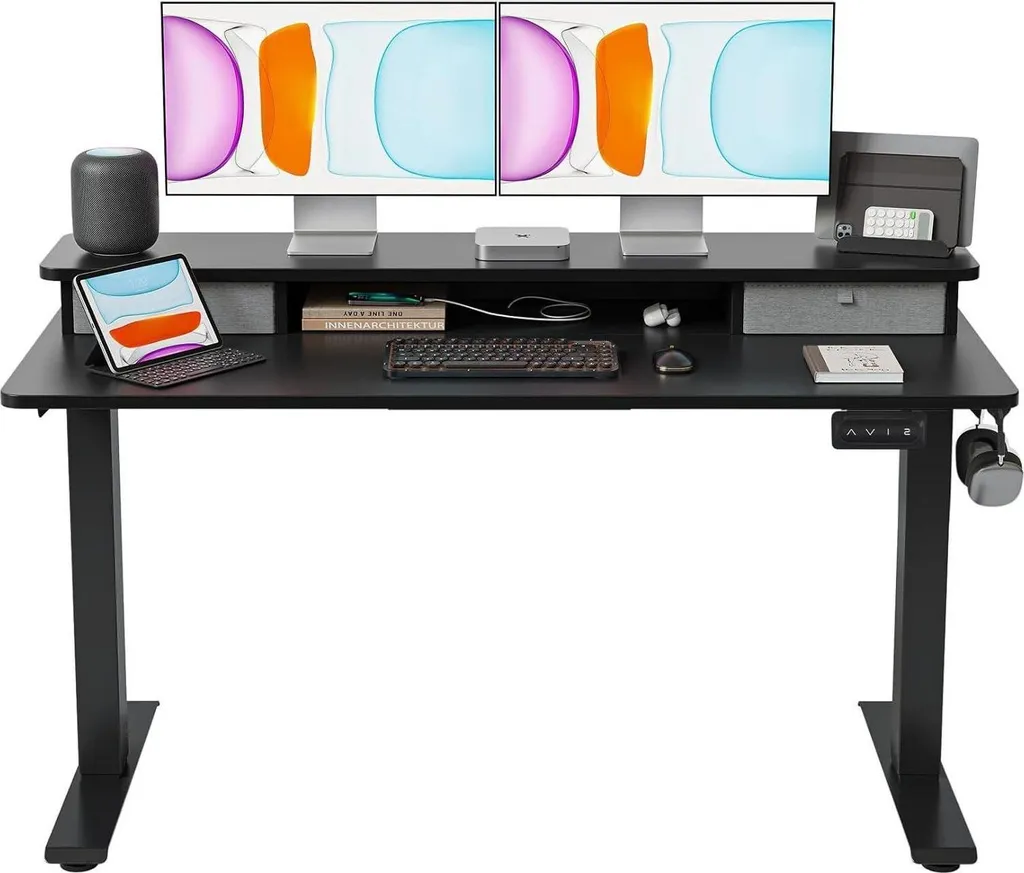 Table réglable en hauteur électrique 140x60 cm pour gamer et bureau