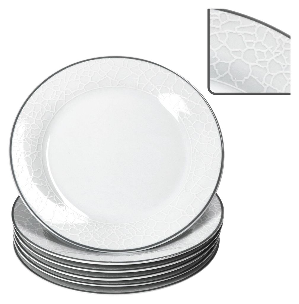 6x Venedig Kuchenteller Ø20,5cm Porzellan Weiß Relief Produktbild 