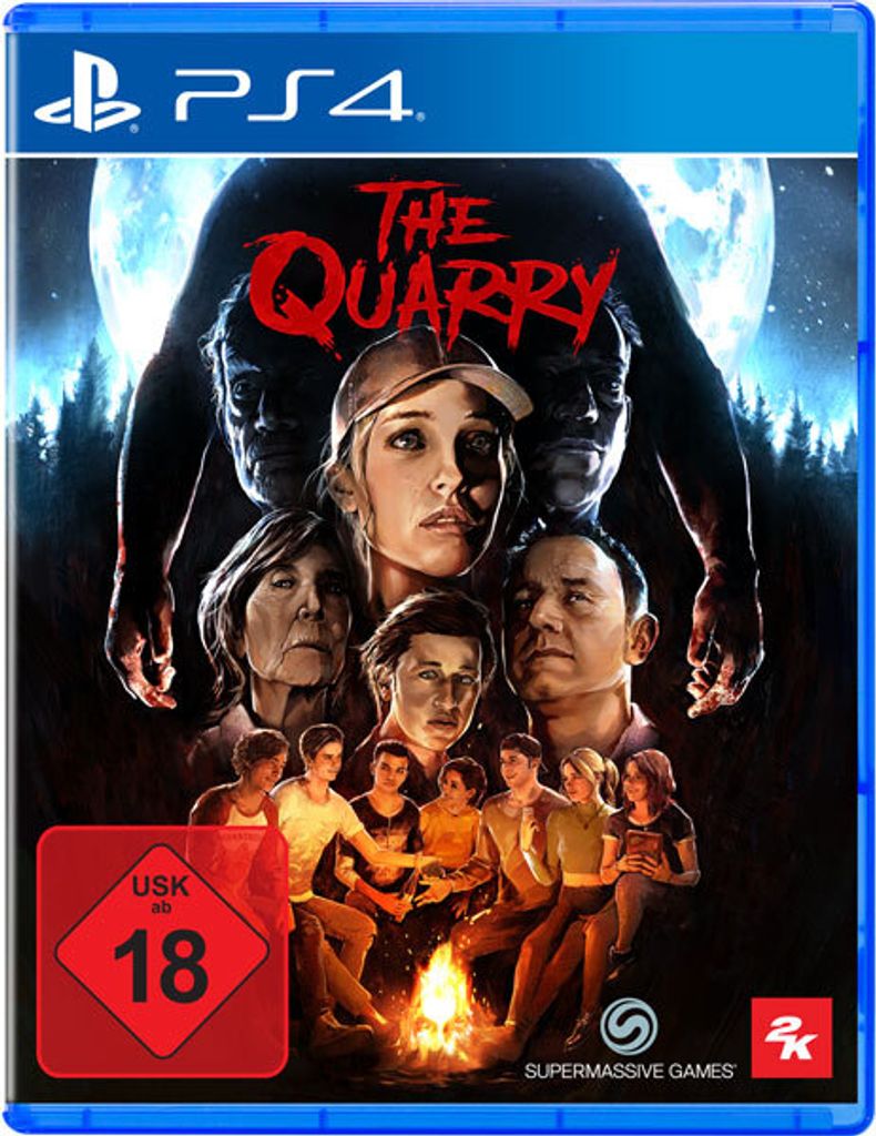 The cover art for the video game 'The Quarry' for PlayStation 4, featuring a group of characters and a dark, ominous background.