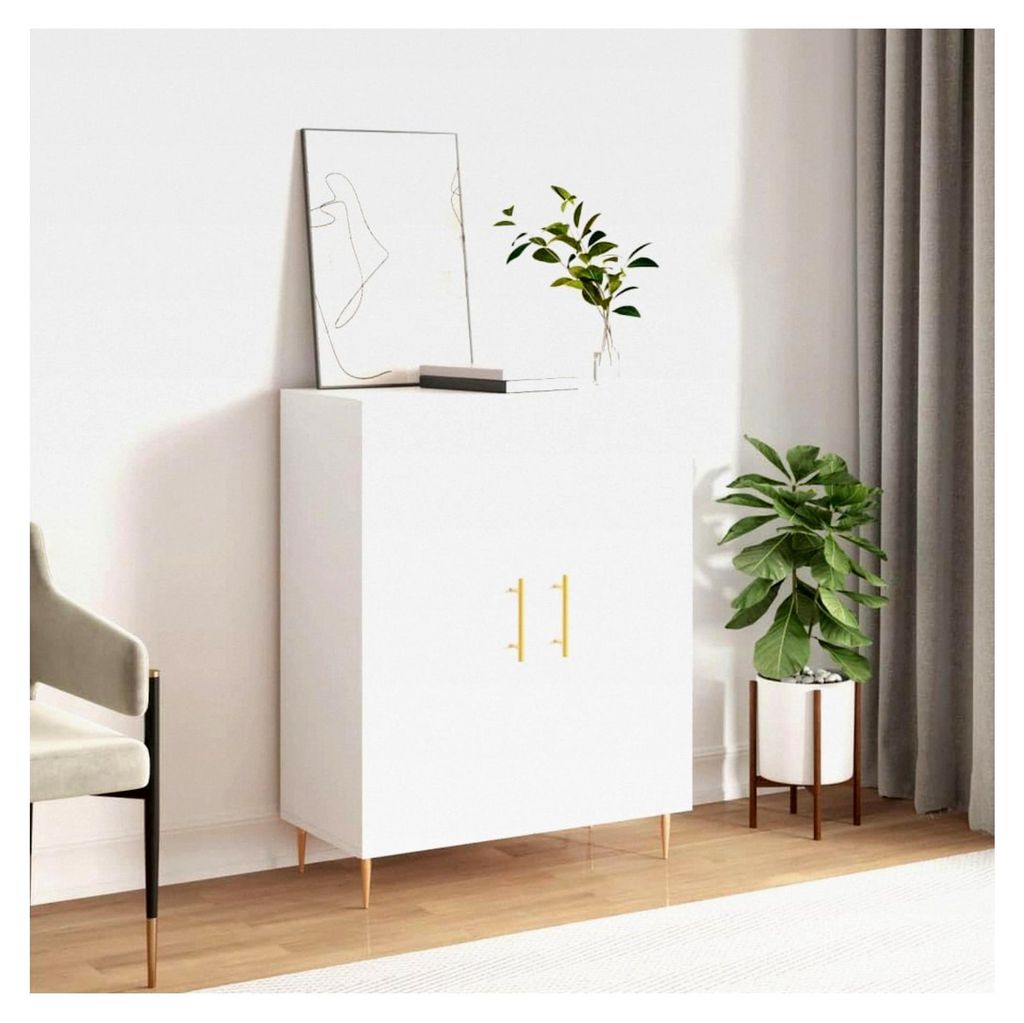 Weißes Sideboard 69,5 x 34 x 90 cm Holzschrank & Aufbewahrung