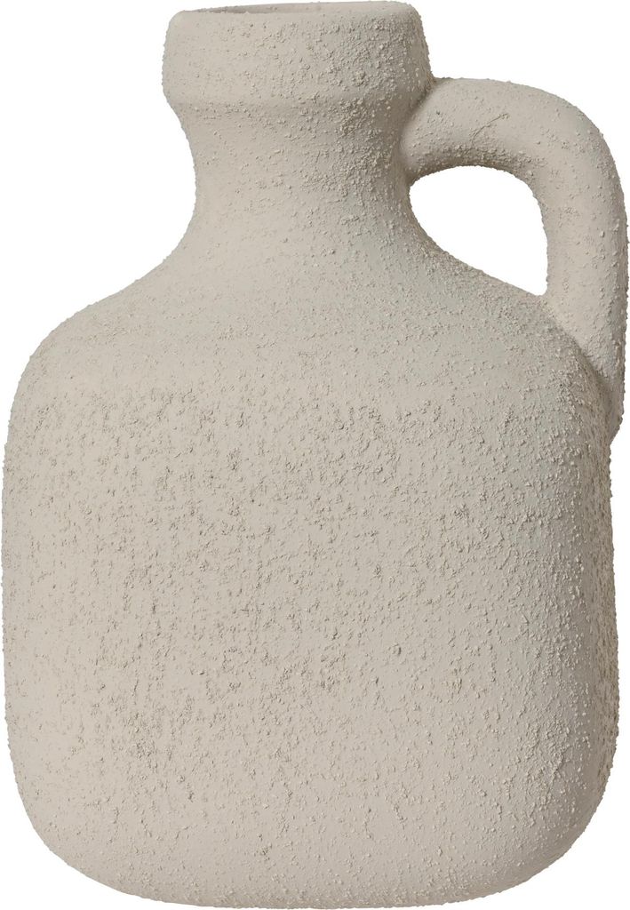 Vase Steingut Keramik 16,8x12,2cm Flaschenform Rauputz Optik Grau