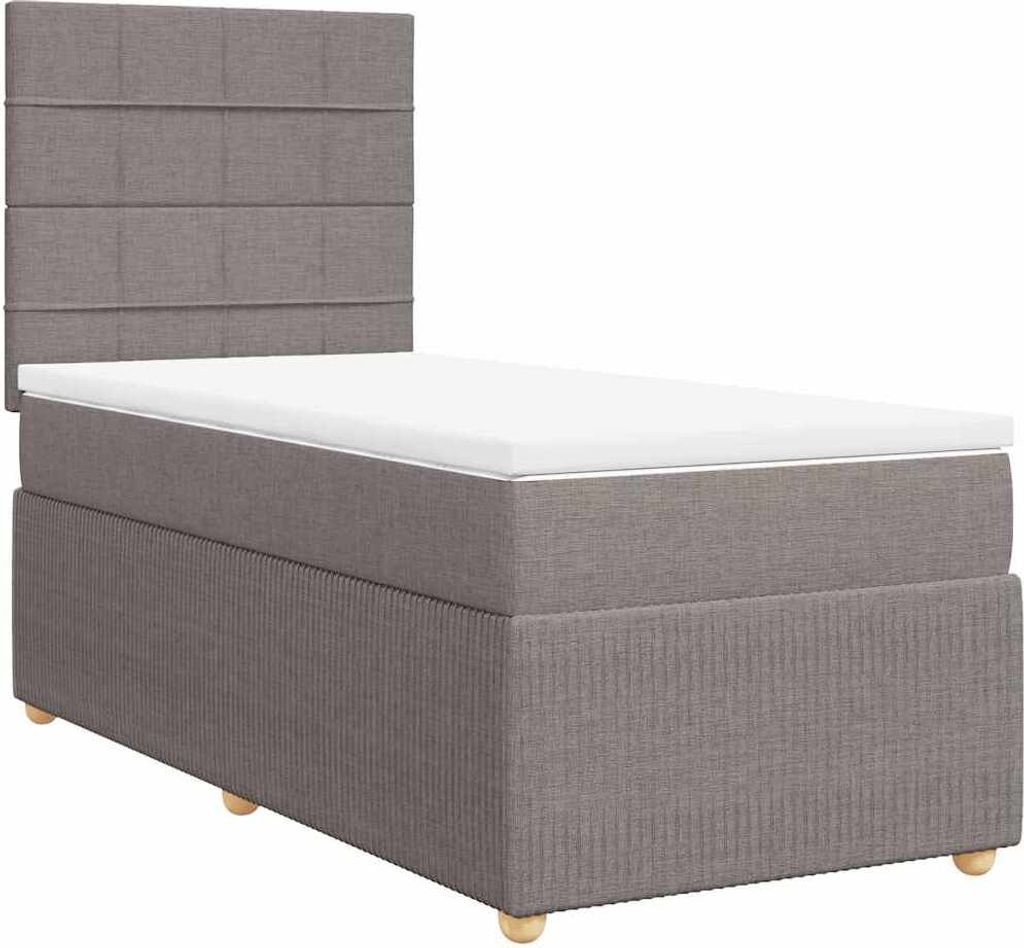 vidaXL Boxspringbett mit Matratze Taupe 90x200 cm Stoff