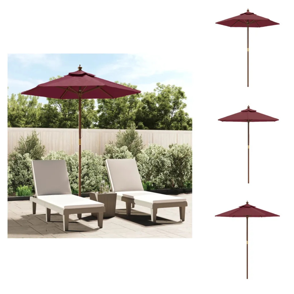 vidaXL Ombrellone Legno 196x231 cm Bordeaux - Soluzione Ombra Facile