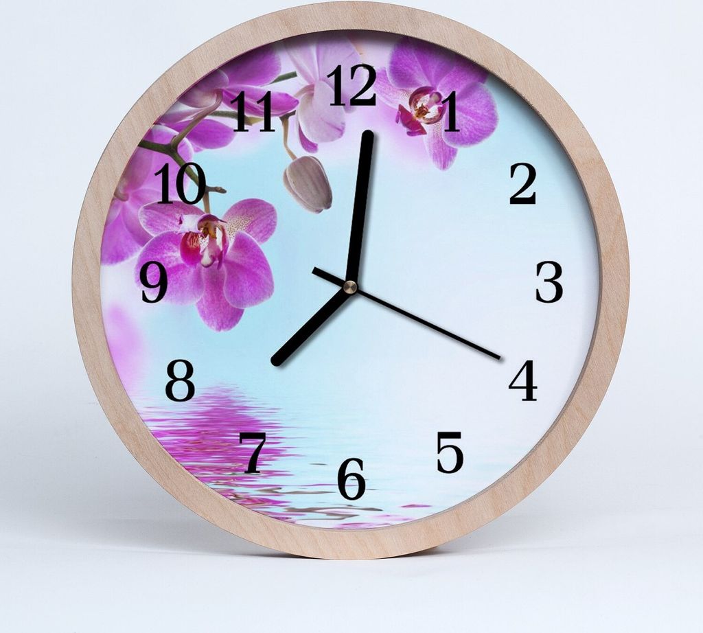 Holzuhr 30fi cm wanduhr - Orchidee Blumen