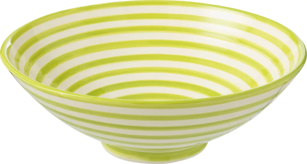 J-Line Coupe Granada Stripes Lebrillo en Céramique Blanc et Vert
