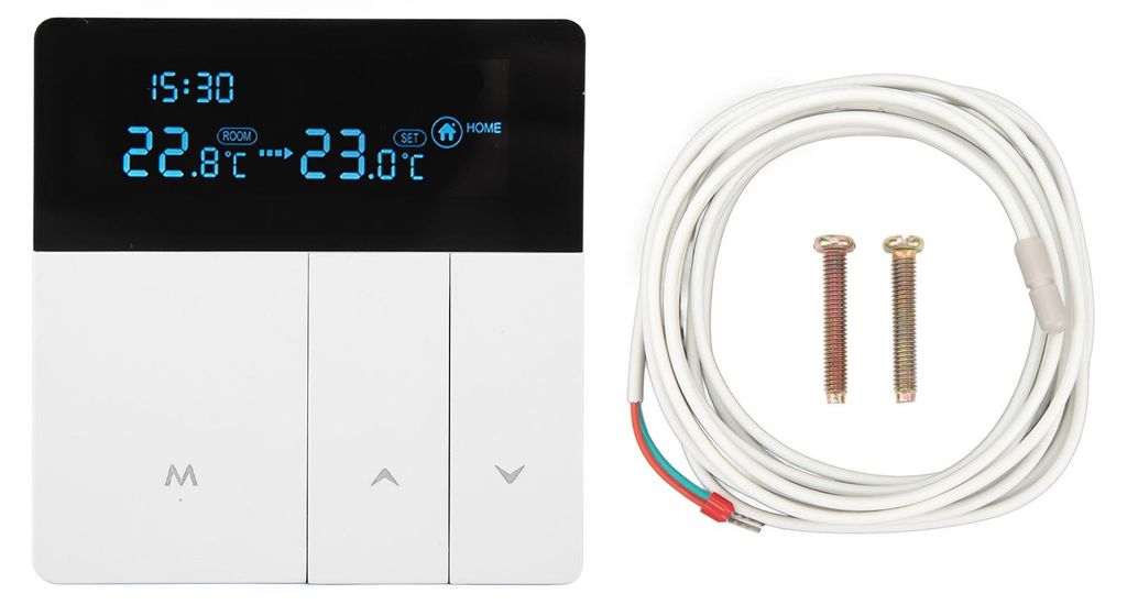 Intelligenter digitaler Thermostat mit LCD-Anzeige, NTC-Sensor, programmierbar, für elektrische Heizungen, Temperaturregler, 90–240 V Wechselstrom