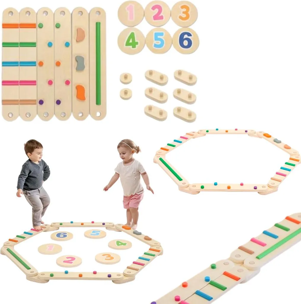 Sentier sensoriel et sentier d'équilibre en bois naturel pour enfant