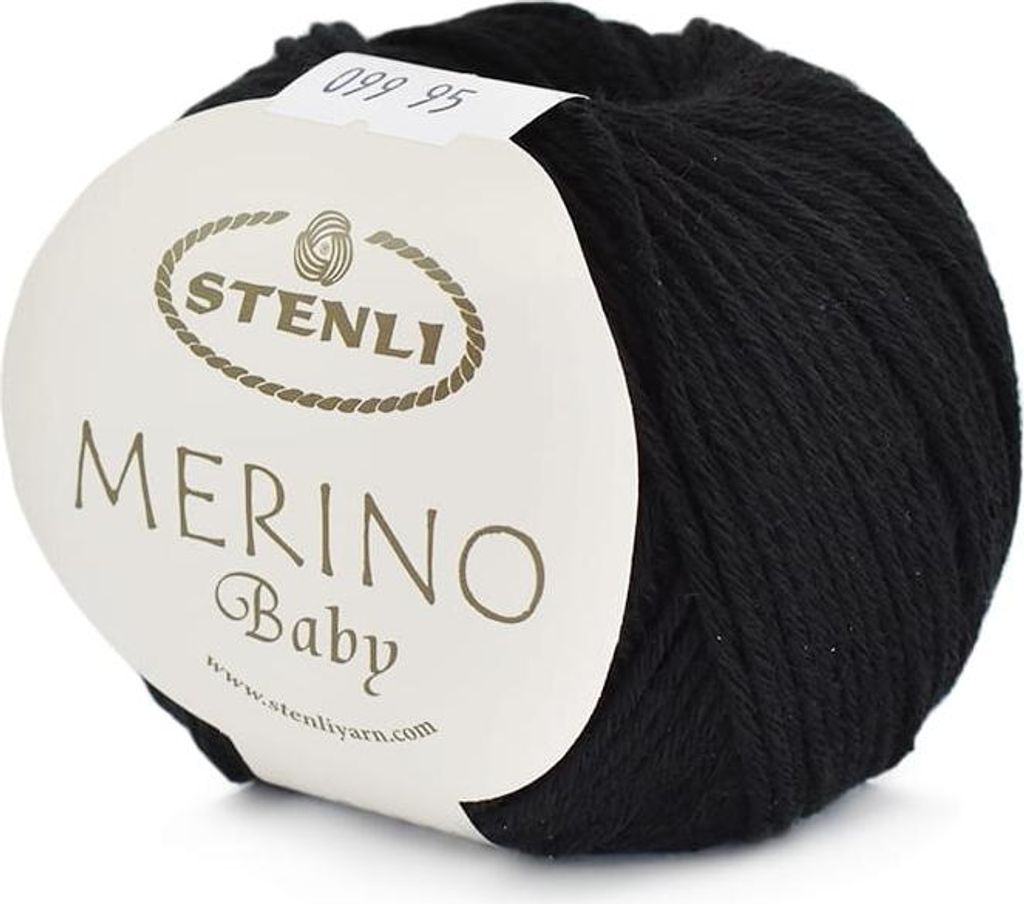Stenli Merino Baby Wolle 099 Schwarz - Weich und Isolierend, Perfekt für Kinderkleidung