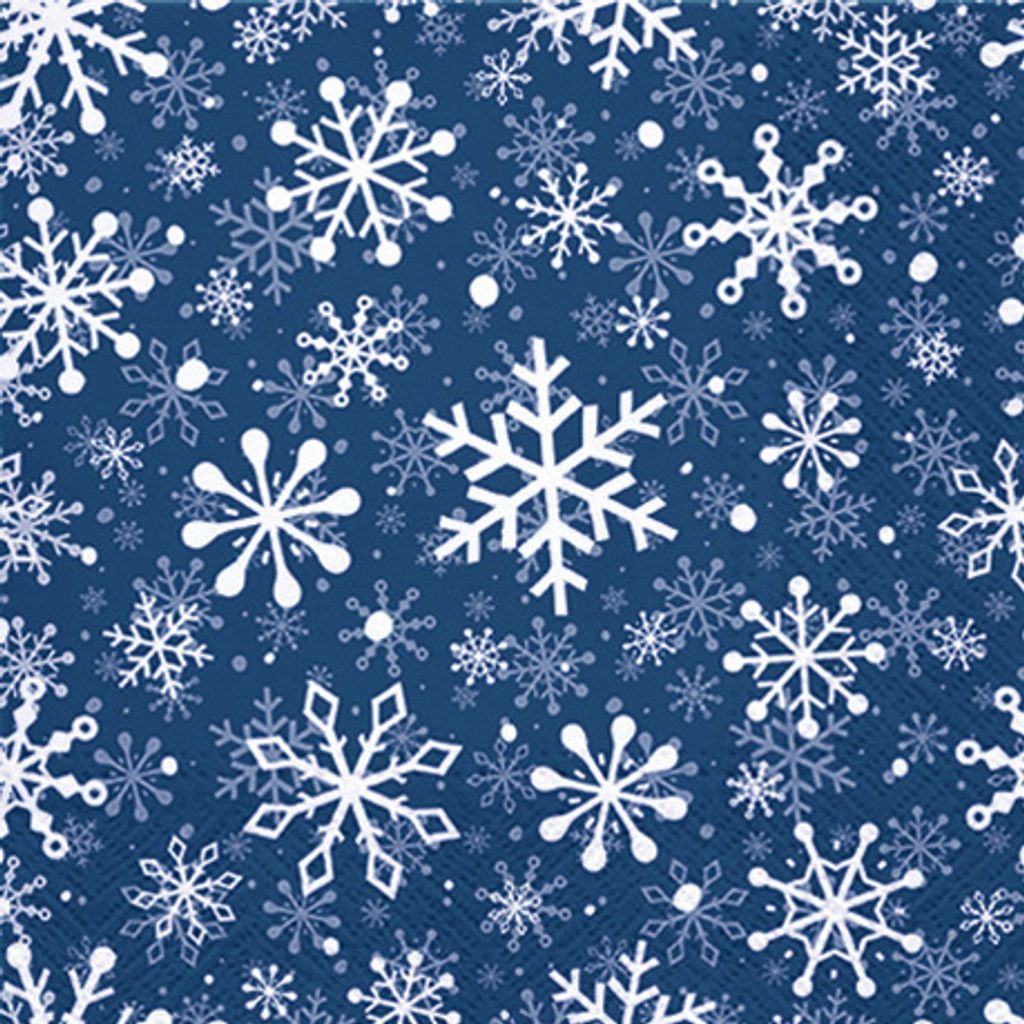20 Servietten Christmas Snowflakes dark blue - Weiße Produktbild 