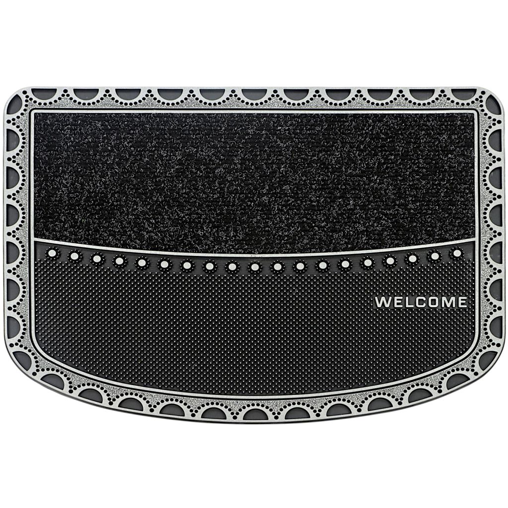 Premium Schmutzfangmatte Außen & Innen 57x75 cm – rutschfest, wetterfest – Welcome-Design Silber