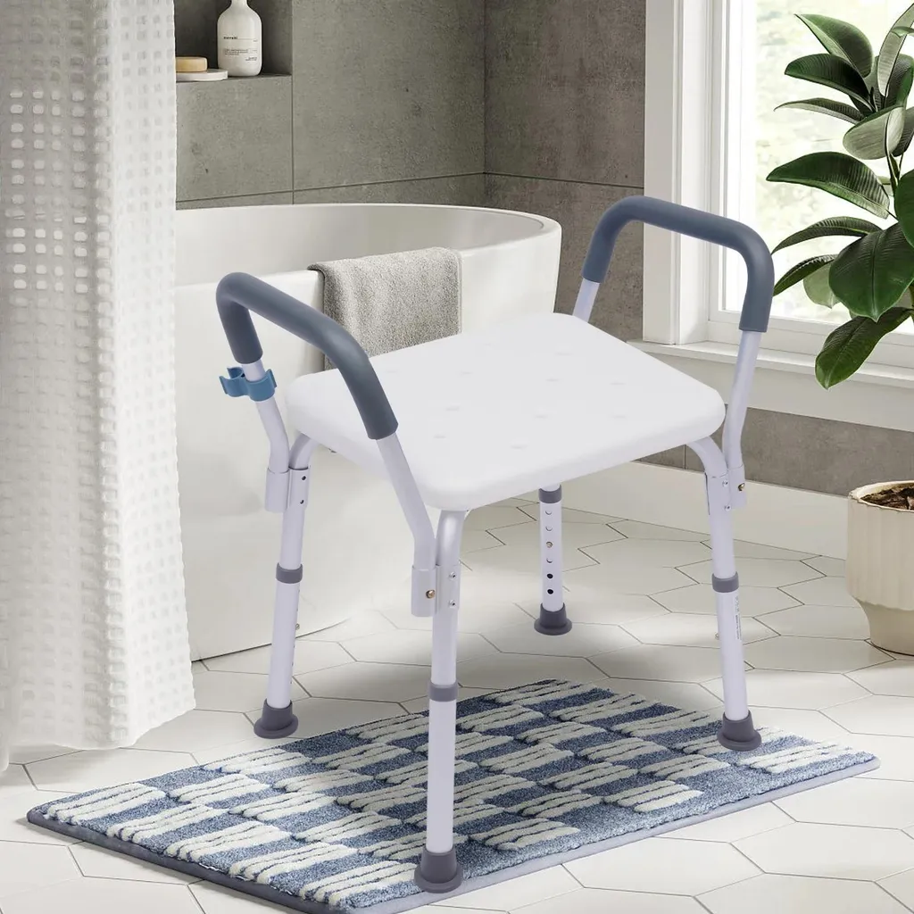 Chaise de douche stable structure métallique fixe non pivotante 45cm