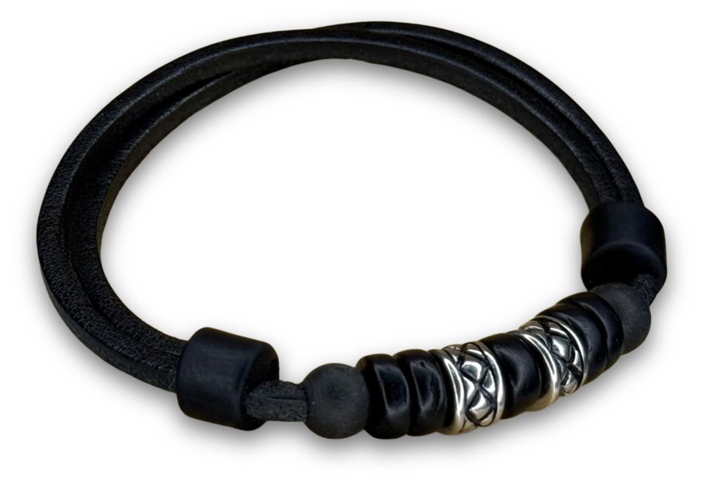 HANA LIMA | Lederarmband mit Edelstahl Perlen für Herren und Damen - Leder Surfer Armbänder