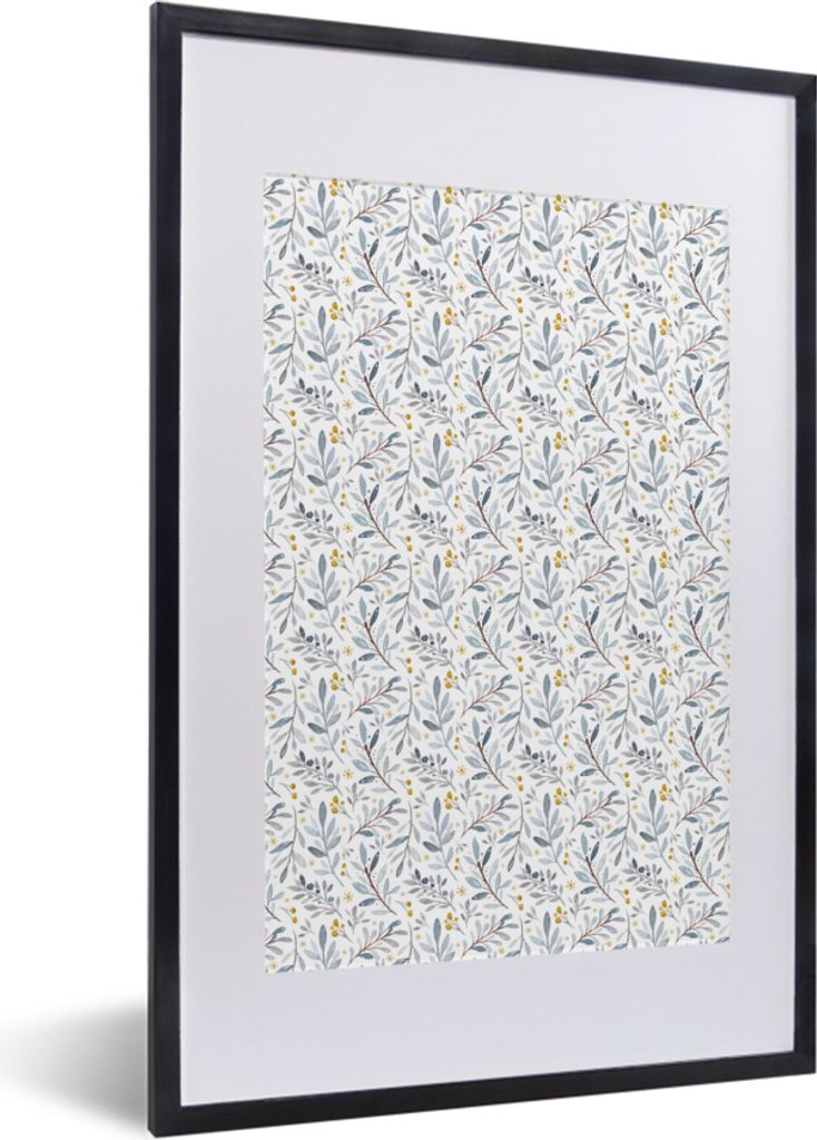 MuchoWow MuchoWow Gerahmtes Poster Blumen - Pflanzen - Farben 40x60 cm - Poster mit zchwarzem Bilderrahmen - Poster in Rahmen