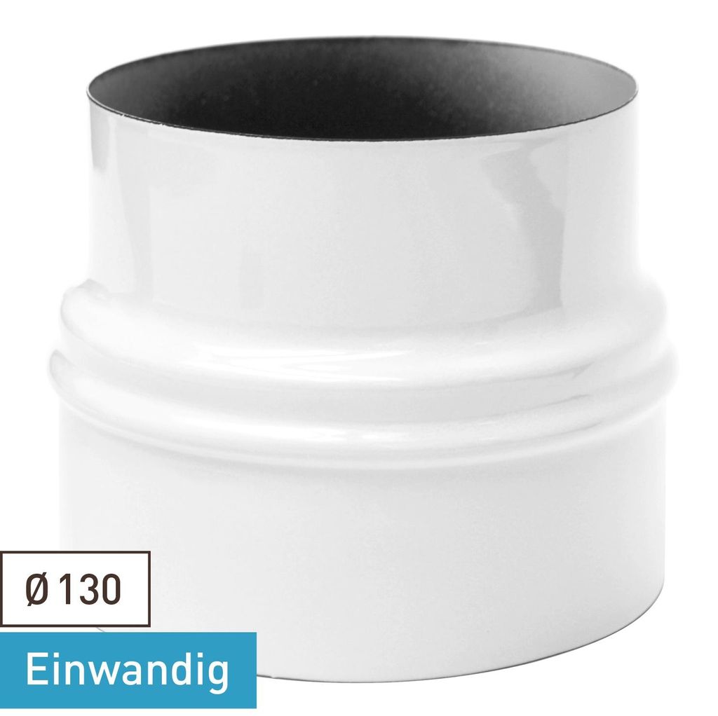 Raik Rauchrohr / Ofenrohr Emaille Erweiterung 130mm - 150mm Weiß