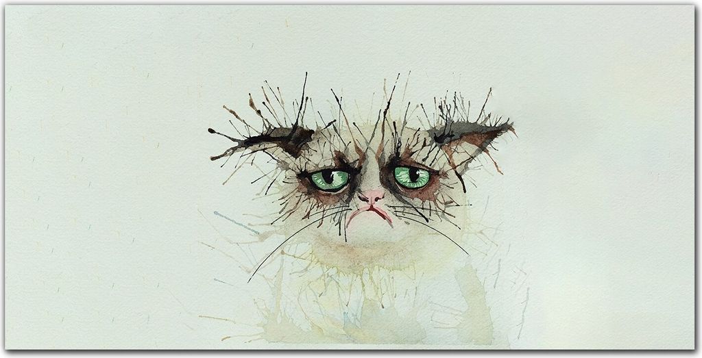 Coloray Küchenrückwand 140x70 Spritzschutz aus Glas - Aquarell Haustier Katze