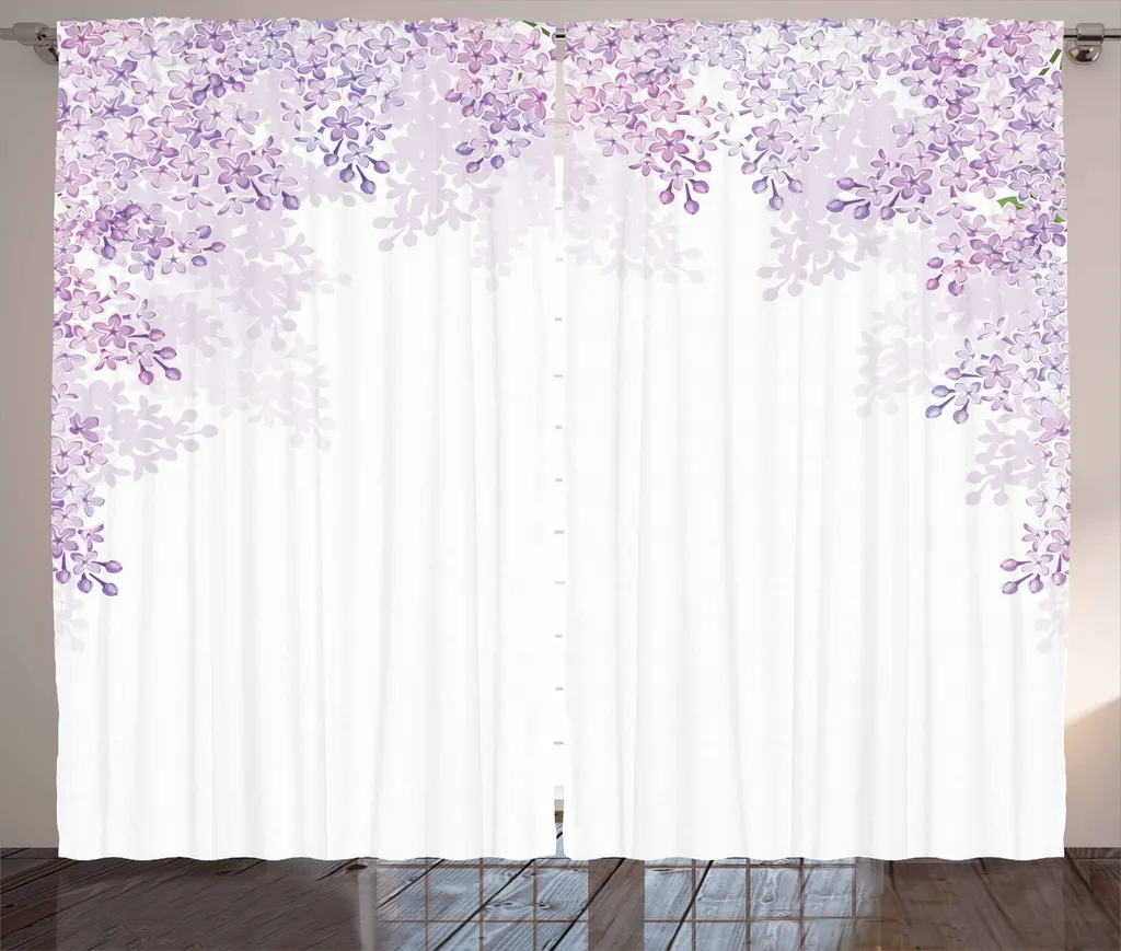 Tenda Floreale ABAKUHAUS Lavanda Viola 280x175 per Interni Chic