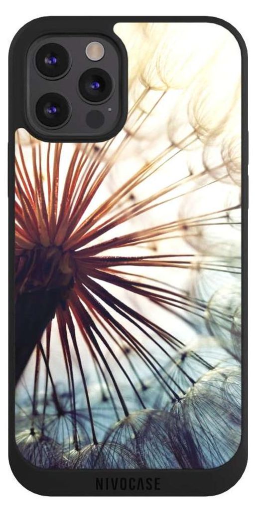 NIVOCASE Handyhülle für Apple iPhone 12 Pro Max Hülle NIVOpure Case Schwarz Blumen Fotografie Pusteblume