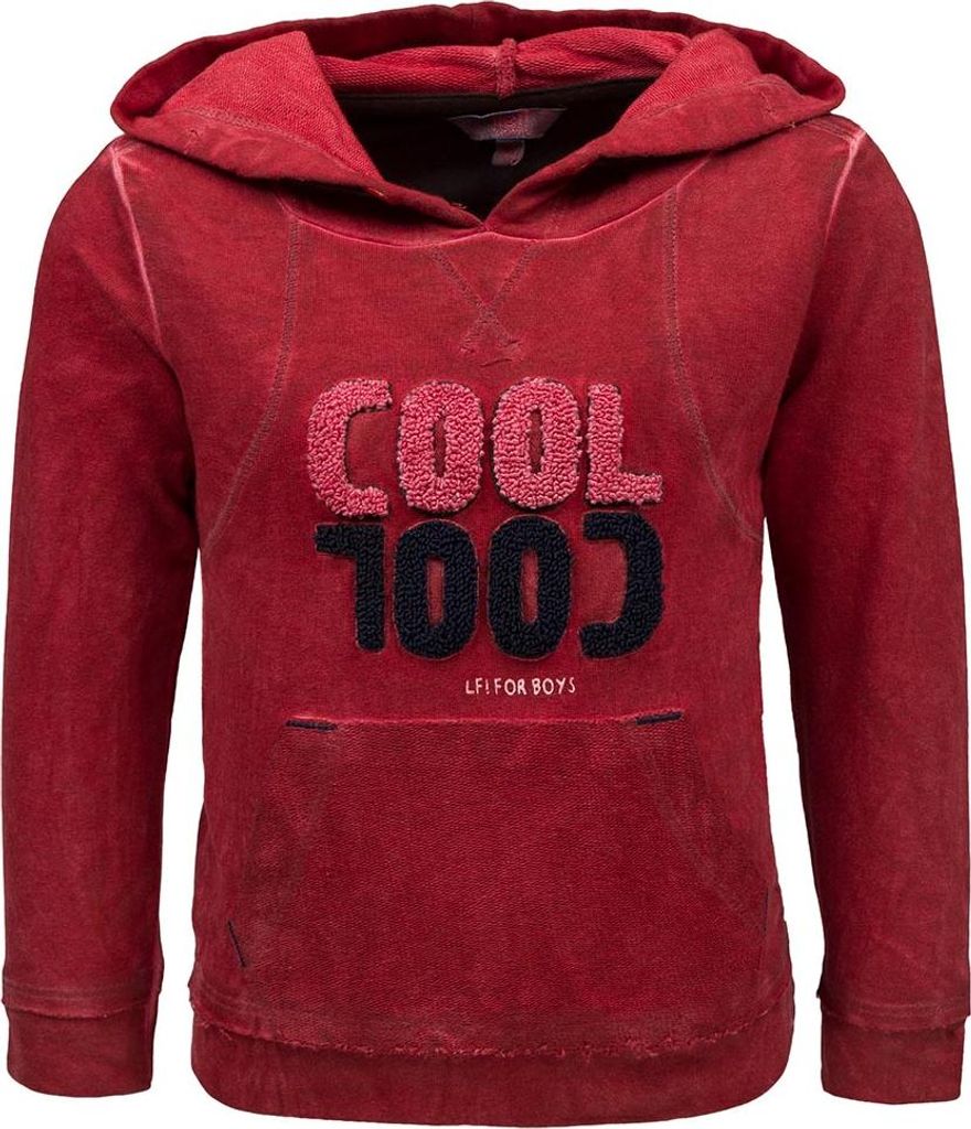 Lief Jungen Hoodie mit Kapuze, Reißverschluss und Kängurutasche, Rot