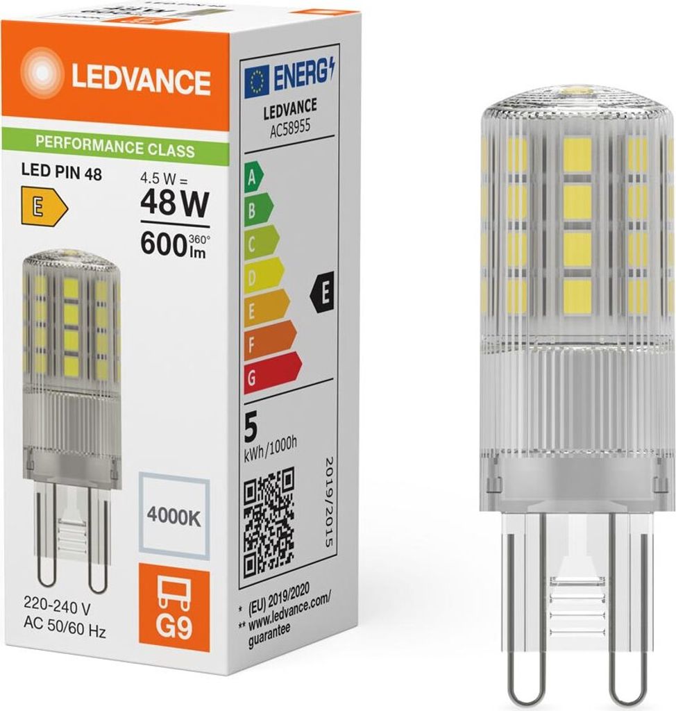 Ledvance LED Stiftsockellampe 4,5W = 48W G9 klar 600lm Neutralwei 4000K 320