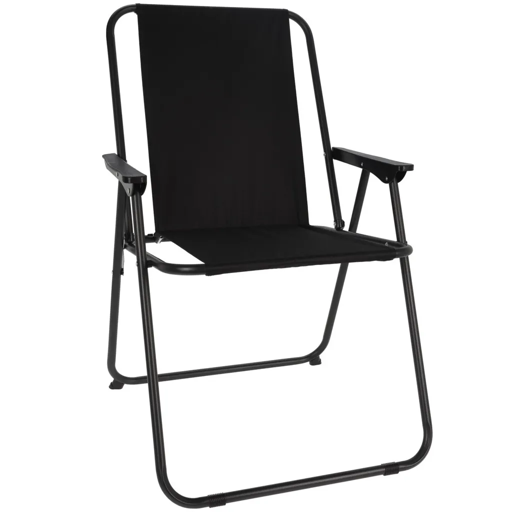 Chaise de camping pliante noire : fini l'encombrement en voyage 57cm
